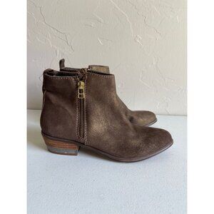 Steven by Steve Madden Gold Roger Nubuck Leather Ankle Bootie Double Zip Size 7